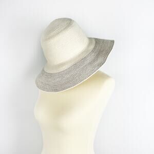J Crew cotton blend woven sun hat packable travel beach beige tan off white M/L